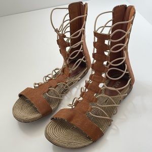 MIA Livi Gladiator Boho Sandal - Tan Faux Leather - 8.5